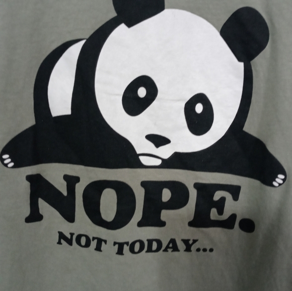 On Fire army green Short Sleeve Panda"Nope Not Today" 2 Sided Graphic T Shirt XL - Picture 2 of 6